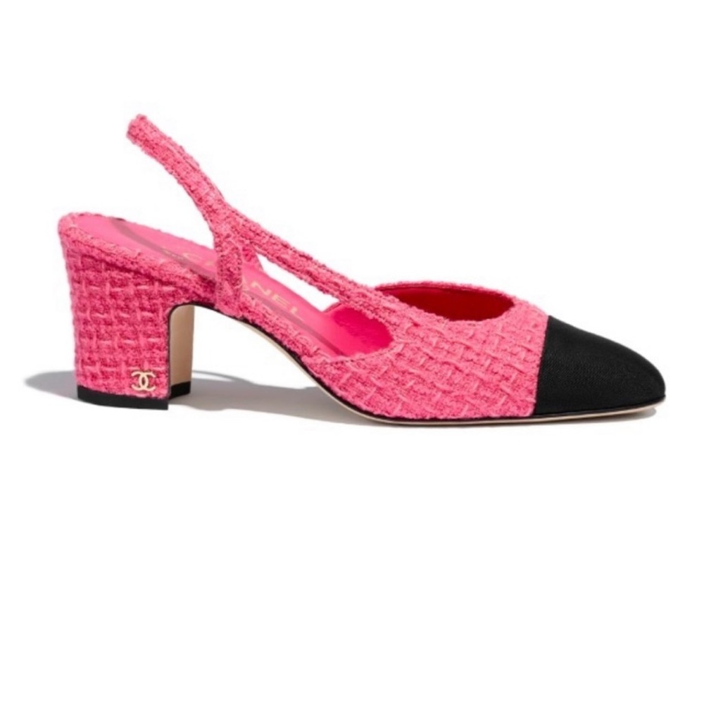 Chanel Pink Tweed Slingbacks